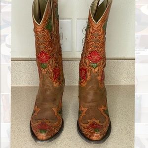 Cowgirl boots hand-tooled